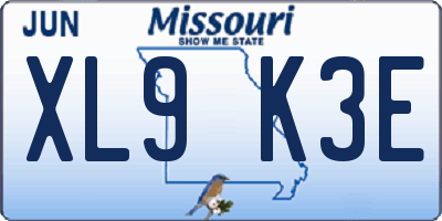 MO license plate XL9K3E