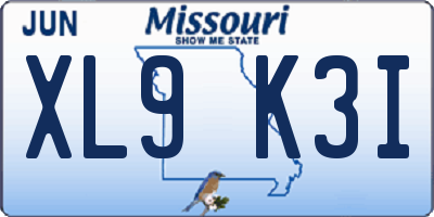 MO license plate XL9K3I