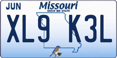 MO license plate XL9K3L