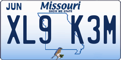 MO license plate XL9K3M