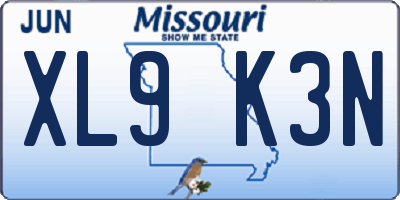 MO license plate XL9K3N