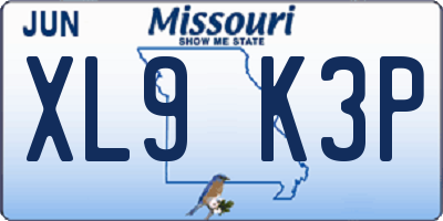 MO license plate XL9K3P