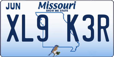 MO license plate XL9K3R