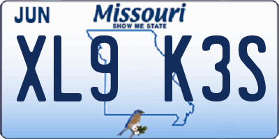 MO license plate XL9K3S