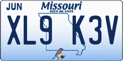 MO license plate XL9K3V