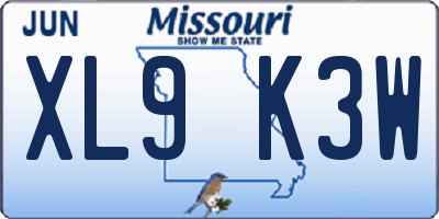 MO license plate XL9K3W