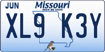 MO license plate XL9K3Y