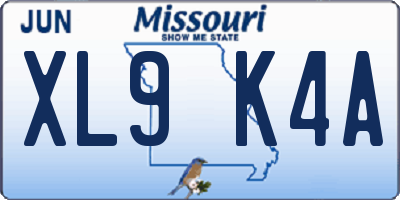 MO license plate XL9K4A