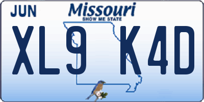 MO license plate XL9K4D