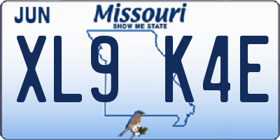 MO license plate XL9K4E
