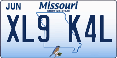 MO license plate XL9K4L