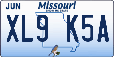 MO license plate XL9K5A