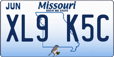 MO license plate XL9K5C