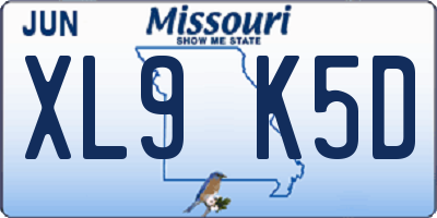 MO license plate XL9K5D