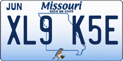 MO license plate XL9K5E