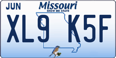 MO license plate XL9K5F
