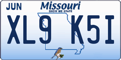 MO license plate XL9K5I