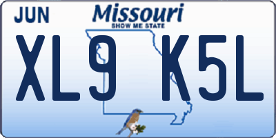 MO license plate XL9K5L