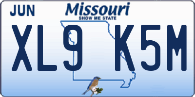 MO license plate XL9K5M