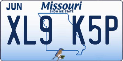 MO license plate XL9K5P