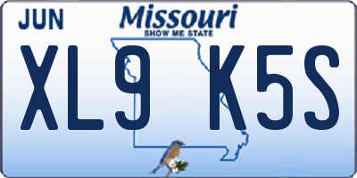MO license plate XL9K5S