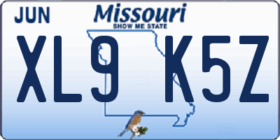 MO license plate XL9K5Z