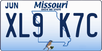 MO license plate XL9K7C