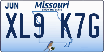 MO license plate XL9K7G