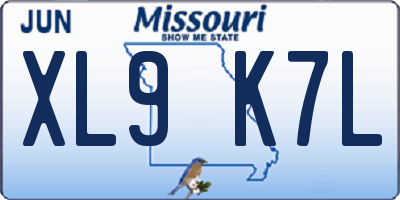MO license plate XL9K7L