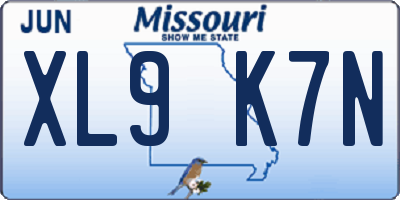 MO license plate XL9K7N