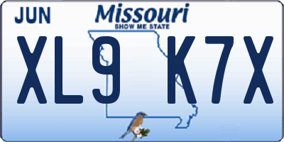 MO license plate XL9K7X