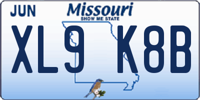 MO license plate XL9K8B