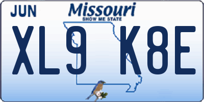 MO license plate XL9K8E