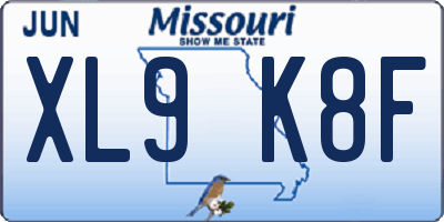 MO license plate XL9K8F