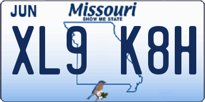MO license plate XL9K8H