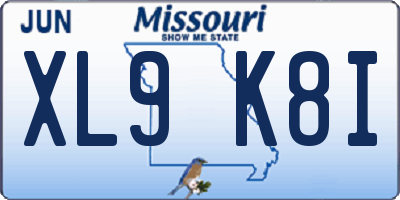 MO license plate XL9K8I