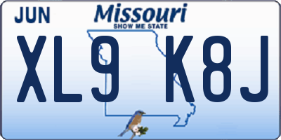 MO license plate XL9K8J