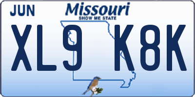 MO license plate XL9K8K