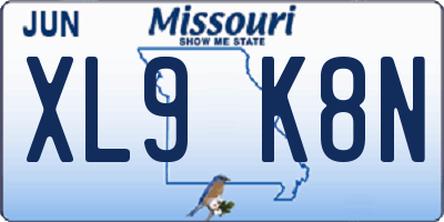 MO license plate XL9K8N