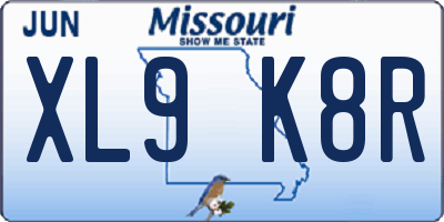 MO license plate XL9K8R