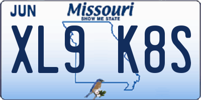 MO license plate XL9K8S