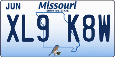 MO license plate XL9K8W