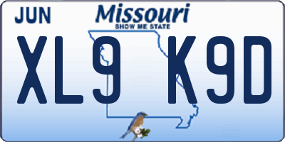 MO license plate XL9K9D