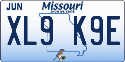 MO license plate XL9K9E