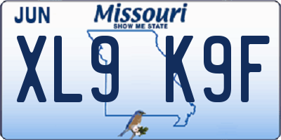 MO license plate XL9K9F