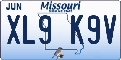 MO license plate XL9K9V