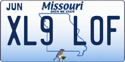 MO license plate XL9L0F