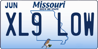 MO license plate XL9L0W