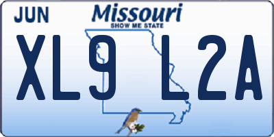 MO license plate XL9L2A