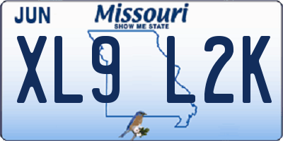 MO license plate XL9L2K